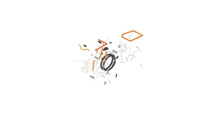 Wall Mural - Orange bike icon animation isometric best object on white backgound