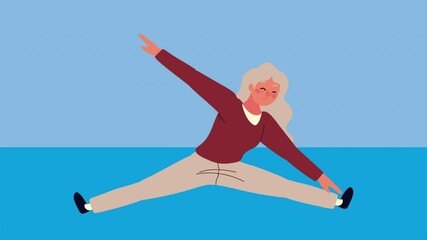 Sticker - old woman practicing exercise animation