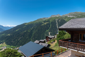 Wall Mural - Village of Bellwald with the mountain Eggishorn in background