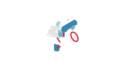 Poster - Pipe with a red valve and meter icon animation isometric best object on white backgound