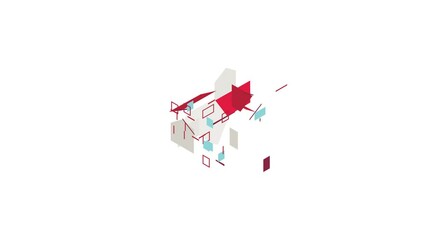 Poster - House with red roof icon animation isometric best object on white backgound
