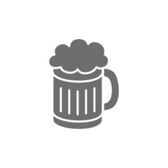 Sticker - Beer mug grey icon. Isolated on white background