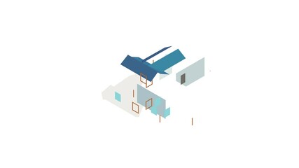 Poster - Blue house icon animation isometric best object on white backgound