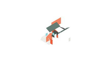 Poster - Orange house icon animation isometric best object on white backgound
