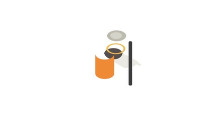 Poster - Outdoor orange bin icon animation isometric best object on white backgound