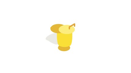 Poster - Closed yellow trash can icon animation isometric best object on white backgound