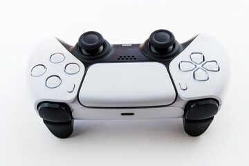 Wall Mural - Next generation white game controller isolated on white background.