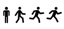 Walk; Run; Jump Sign; Staying; Stay; Walking; Running; Jumping; Pictogram; Sign; Symbol Icon; Silhouette; Flat; Vector; Human; Set; Man; Stickman; Stick; Man; Stick Figures; Stick Figure