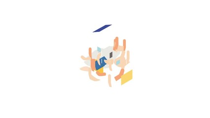 Poster - Hands holding a house icon animation isometric best object on white backgound