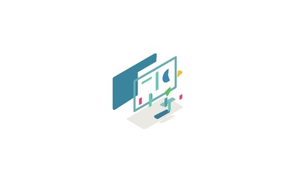 Poster - Monitor with charts icon animation isometric best object on white backgound