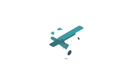 Poster - Light aircraft icon animation isometric best object on white backgound