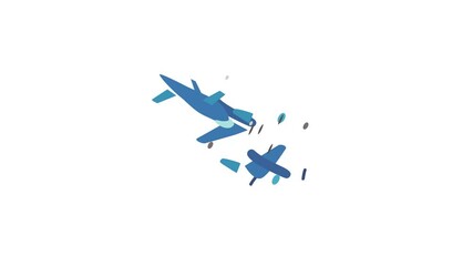 Poster - Blue small plane icon animation isometric best object on white backgound