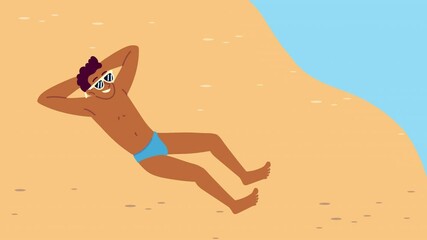 Poster - man relaxing on the beach animation