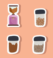 Wall Mural - coffee various icons