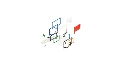 Poster - Technical support icon animation isometric best object on white backgound