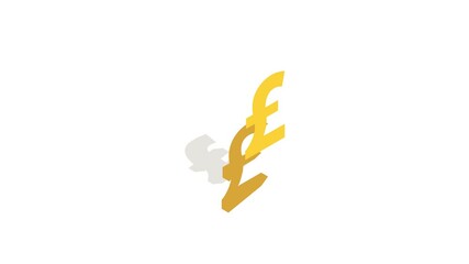 Poster - Sign of pound sterling icon animation isometric best object on white backgound
