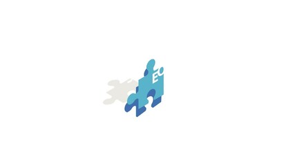 Poster - SEO blue puzzle icon animation isometric best object on white backgound