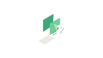 Poster - Square clock icon animation isometric best object on white backgound