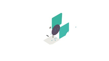 Poster - Square wall clock icon animation isometric best object on white backgound