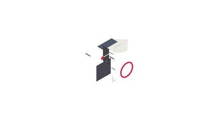 Poster - Computer system unit and red target icon animation isometric best object on white backgound