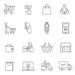 © OLGA - People shopping, line icon set. Selection, payment and delivery of goods. Web design, mobile app. Vector illustration. Eps10
