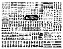 Halloween Silhouette Character Set Collection For Celebration, Template And Decoration