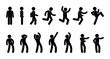 © north100 - icon man, stick figure people, stickman walks, stands and runs, set of human silhouettes, vector illustration