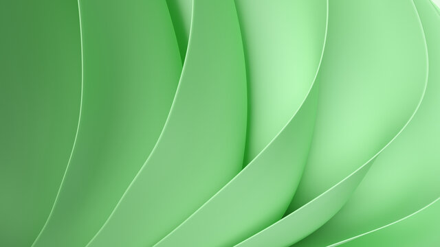 Abstract eco green fashion background. Curvy layers wallpaper. 3d rendering