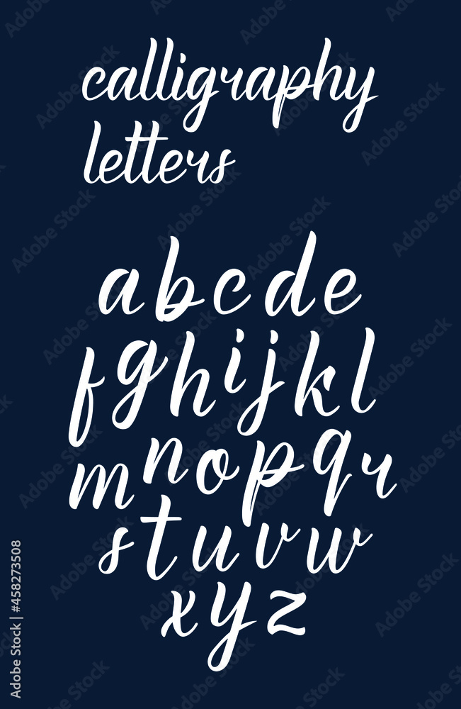 White modern handdrawn latin calligraphy brush script of lowercase ...
