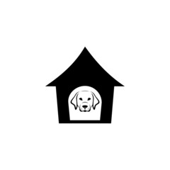 Dog s head in a house icon isolated on white background