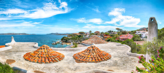 Wall Mural - Gorgeous view of  Porto Rafael resort. Awesome tiled roof of traditional houses