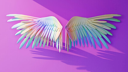 Poster - colorful wings in beam of light