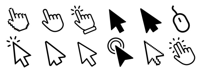Poster - computer mouse click cursor icon set. cursor icon
