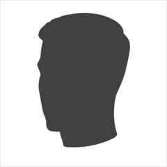 Wall Mural - Vector Set of man face silhouette. Different angles Front and profile view. Male portrait of young beautiful boy with trendy hairdo. Vector line sketch illustration.