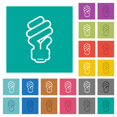 Wall Mural - Energy saving fluorescent light bulb outline square flat multi colored icons