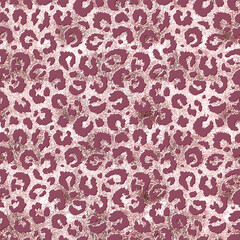 Poster - Skin seamless pattern. Skin animal leopard, jaguar, cheetah, panther or tiger printed. Repeated rose gold texture. Foil effect. Repeating background for design print. Spot patern printing. Vector