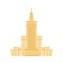 Palace Of Culture And Science. Simple Vector Illustration. Landmark On A White Background. Warsaw Symbol.
