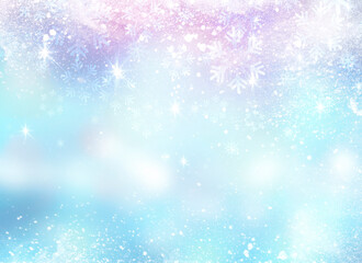 winter frost texture. christmas blue bokeh. new year texture. snowy background.