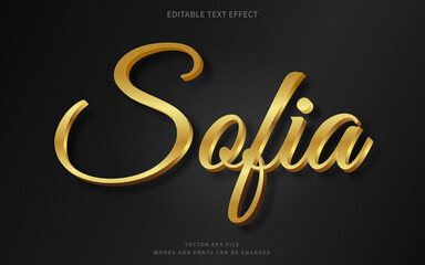 Wall Mural - Editable 3d gold text effect. Fancy font style perfect for logotype, title or heading text.	