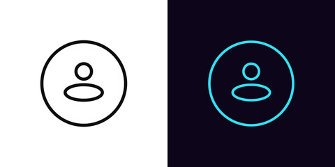 Poster - Outline user icon, with editable stroke. Linear person sign, round avatar pictogram