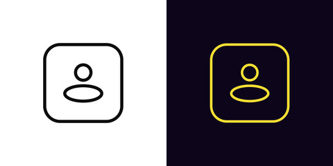 Poster - Outline user icon, with editable stroke. Linear person sign, square avatar pictogram
