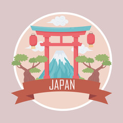 Sticker - japan torii and mount