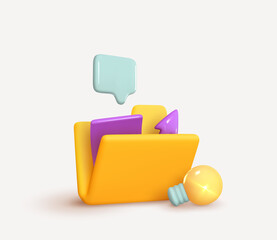 Aufkleber - Business folder, document, file realistic 3d icon. Vector illustration
