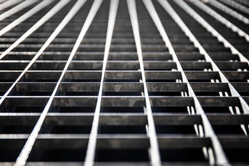 Canvas Print - Closeup shot of a metallic grid of a solar cell for the background