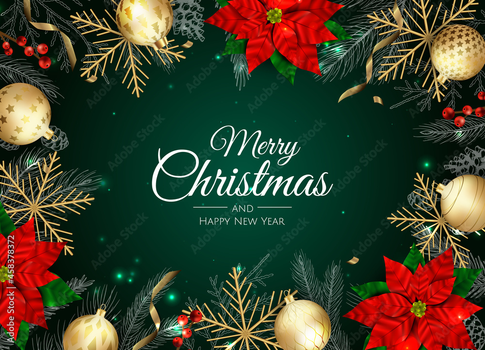 Merry Christmas and Happy New Year. Xmas background with Snowflakes and ...