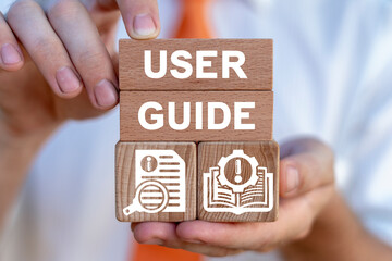 Concept of user guide. User Manual Guidebook Business Service Communication Internet Technology.