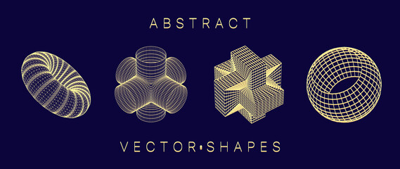 Geometric shape for design. Wireframe illustration. Molecular grid. 3d technology style. Vector illustration. Futuristic connection structure for chemistry and science.