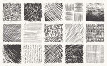 Sketch Pencil Texture Set. Pen Hatch Effect, Black Scribble Chalk, Grunge Freehand Vector. Handmade Pencil Lines, Strokes, Doodles And Scratches.