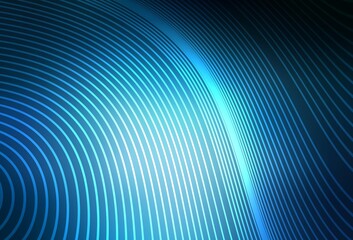 Poster - dark blue vector template with curved lines.