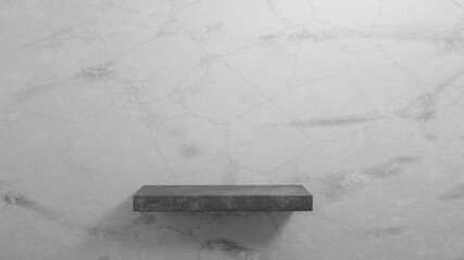 Fototapete - Empty concrete shelf on grey concrete cement wall background. 3d rendering illustration